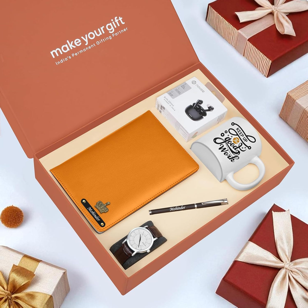 Personalized Diary Pen Earbuds Watch & Mug Gift Hamper