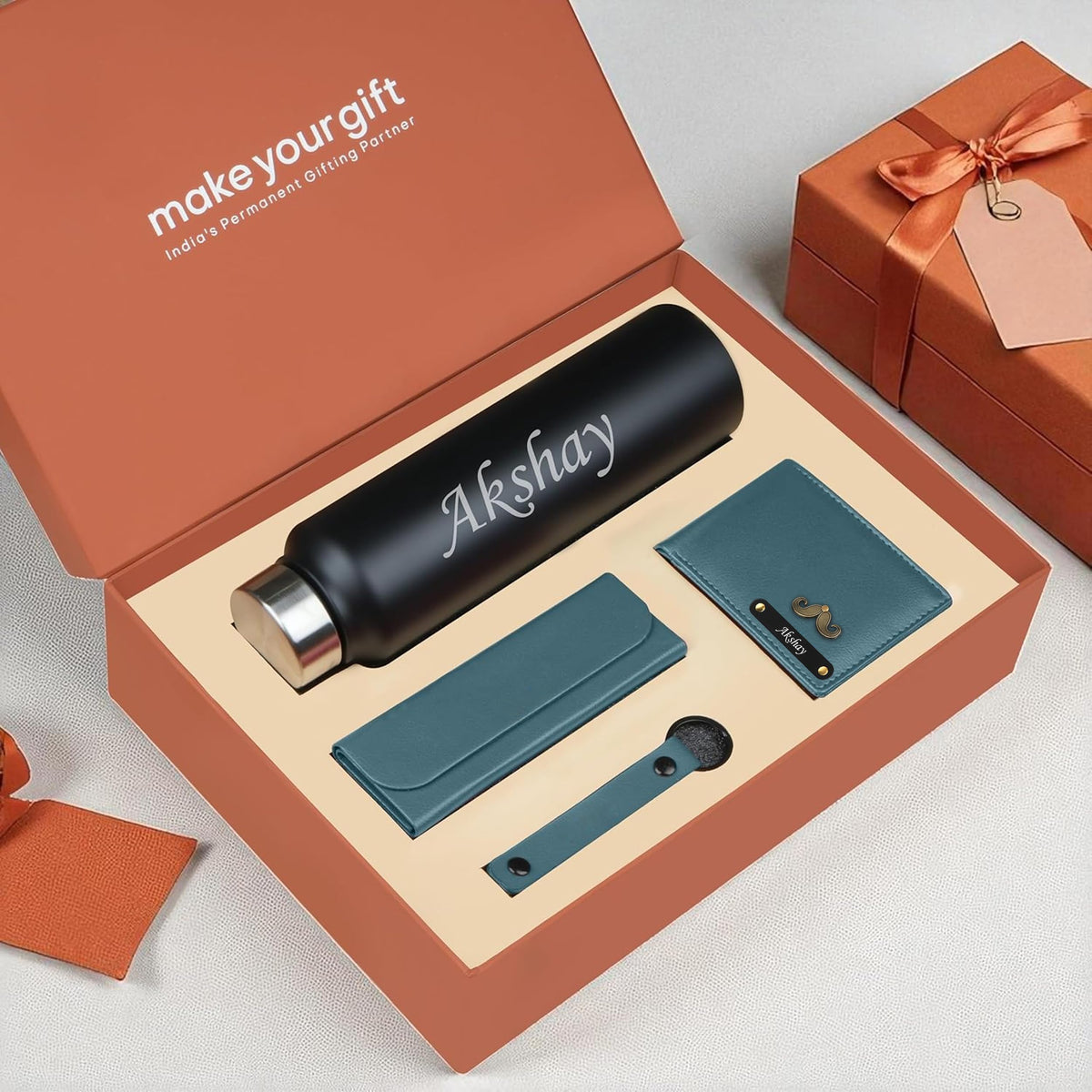 Personalized Wallet Bottle Keychian & Eyewear Case Gift Hamper
