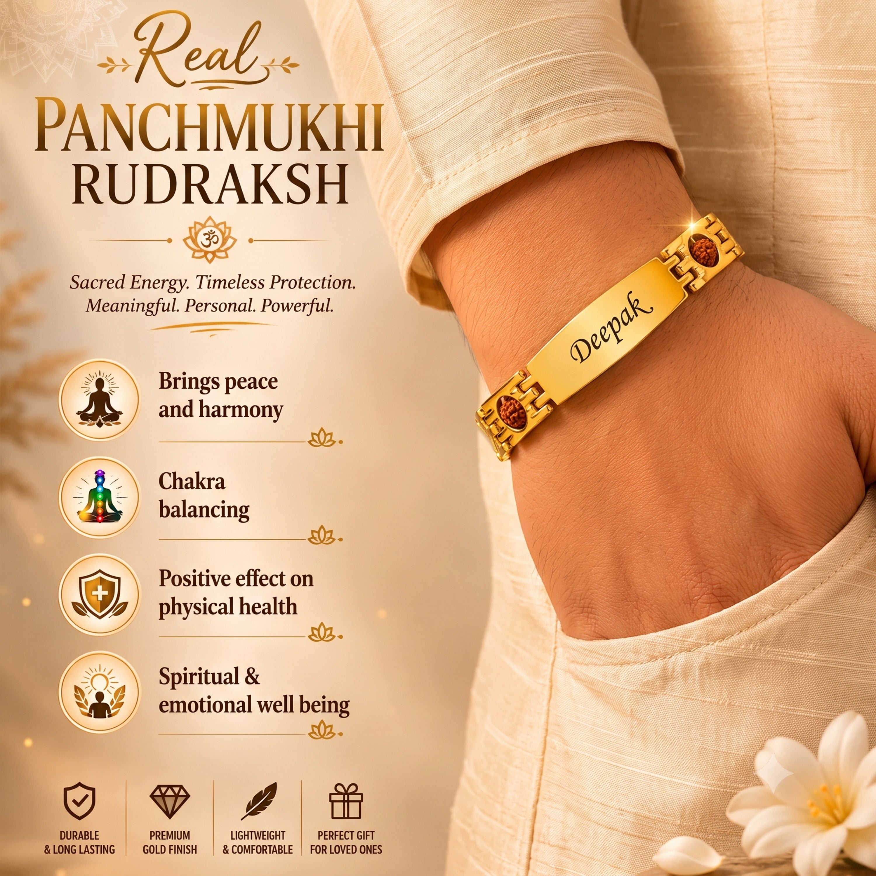 Personalized Bracelet Rudraksh Rakhi With Gift Box