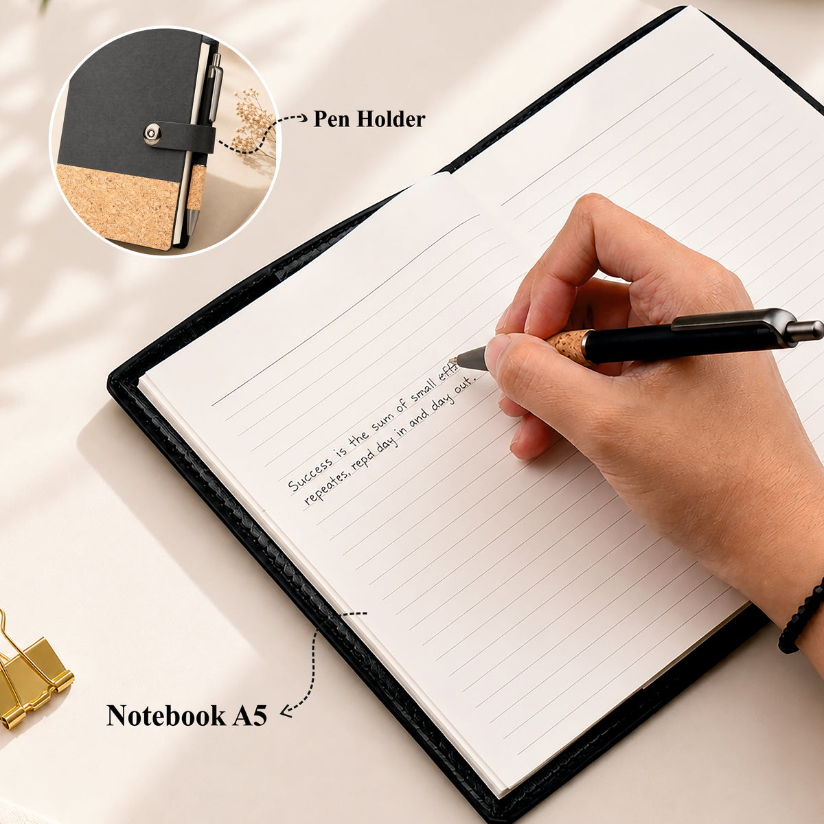 Premium Cork Accent A5 Diary & Pen Gift Set