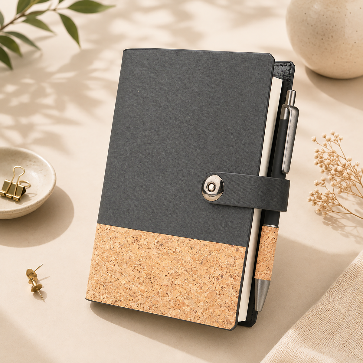 Premium Cork Accent A5 Diary & Pen Gift Set